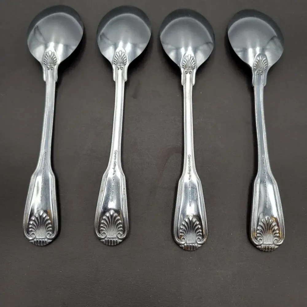 Towle London Shell Teaspoon JAPAN Stainless Flatware Set Of 4 Supreme Cutlery